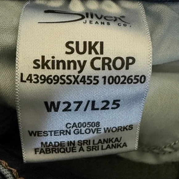 Silver Jeans Suki Skinny Crop Womens 27 Dark Wash Mid Rise Stretch Denim - Picture 4 of 6